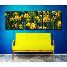 Vente en gros de fleurs jaunes de toile d&#39;art murale / Vente en gros Flore imprimé arts de la toile / Fleurs Panoramique imprimé sur toile